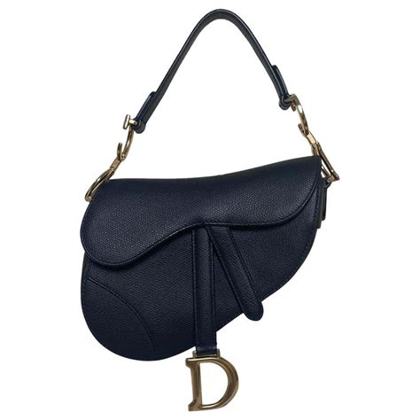 Mini Saddle Bag Black Grained Calfskin with Contrast Stitching